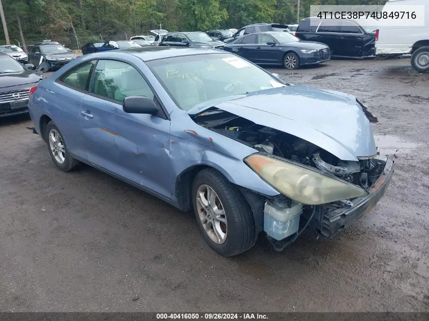 2004 Toyota Camry Solara Se VIN: 4T1CE38P74U849716 Lot: 40416050