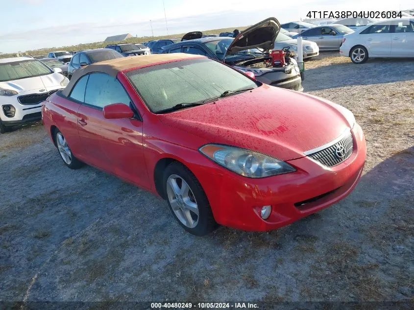 2004 Toyota Camry Solara Sle VIN: 4T1FA38P04U026084 Lot: 40480249