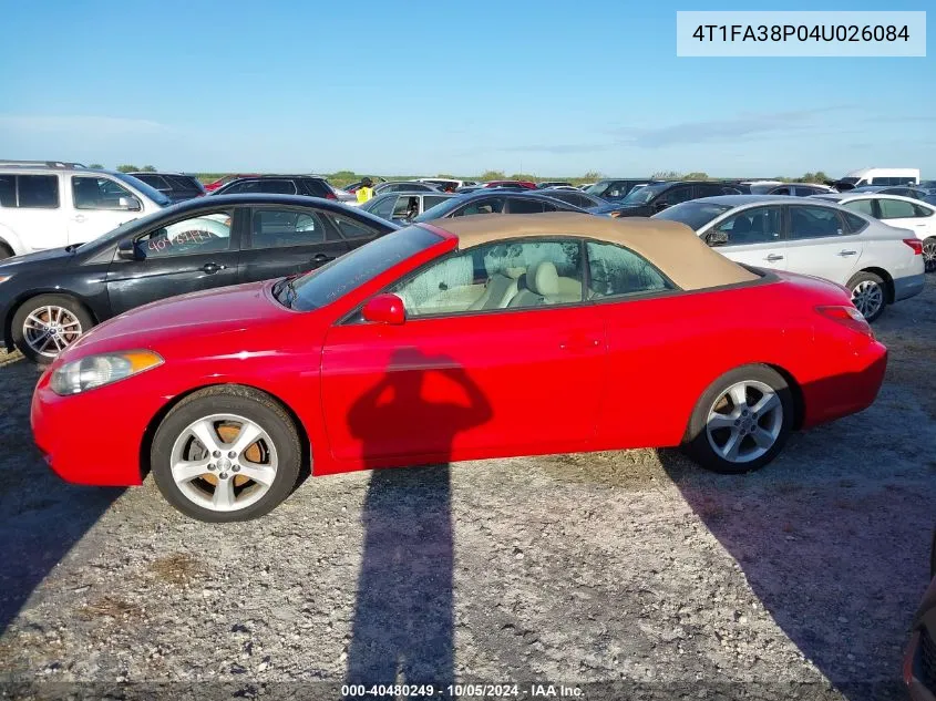 2004 Toyota Camry Solara Sle VIN: 4T1FA38P04U026084 Lot: 40480249