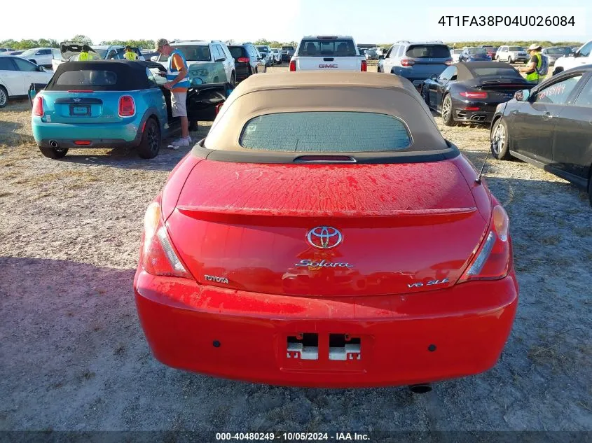 2004 Toyota Camry Solara Sle VIN: 4T1FA38P04U026084 Lot: 40480249