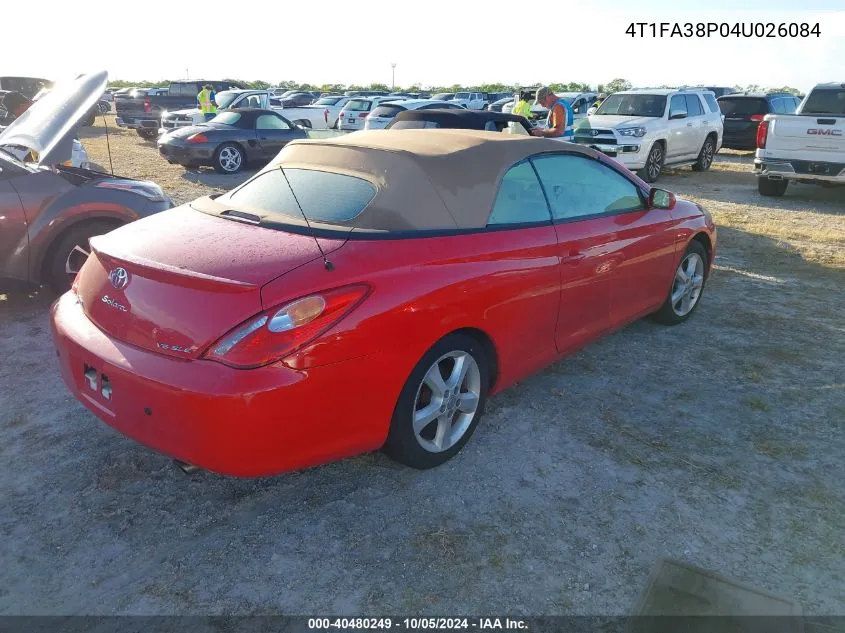 2004 Toyota Camry Solara Sle VIN: 4T1FA38P04U026084 Lot: 40480249