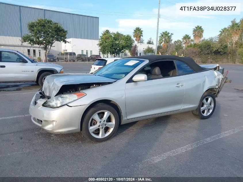 2004 Toyota Camry Solara Sle VIN: 4T1FA38P34U028377 Lot: 40502120