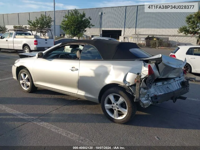 2004 Toyota Camry Solara Sle VIN: 4T1FA38P34U028377 Lot: 40502120