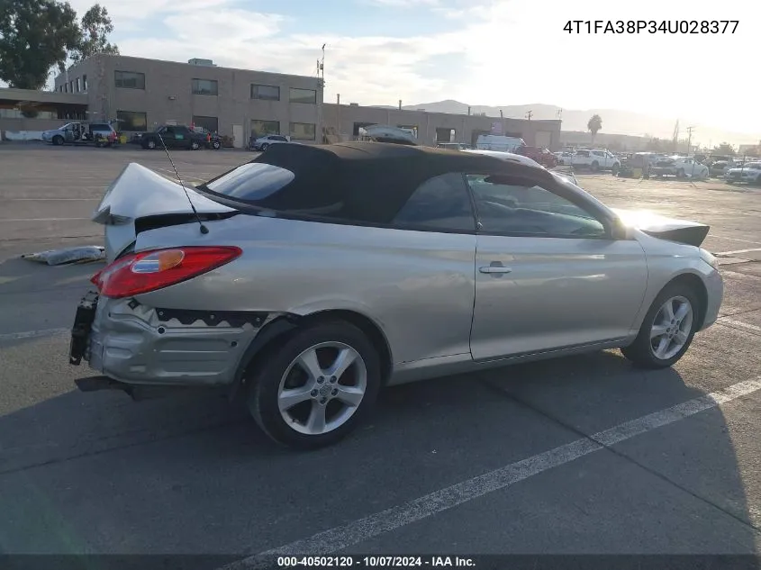 2004 Toyota Camry Solara Sle VIN: 4T1FA38P34U028377 Lot: 40502120