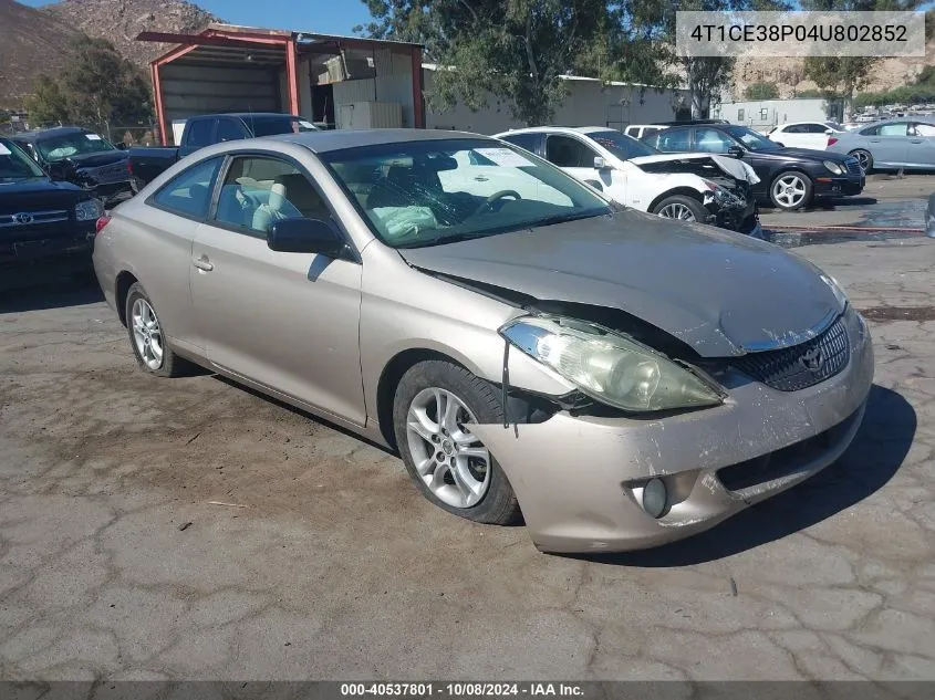 2004 Toyota Camry Solara Se/Sle VIN: 4T1CE38P04U802852 Lot: 40537801