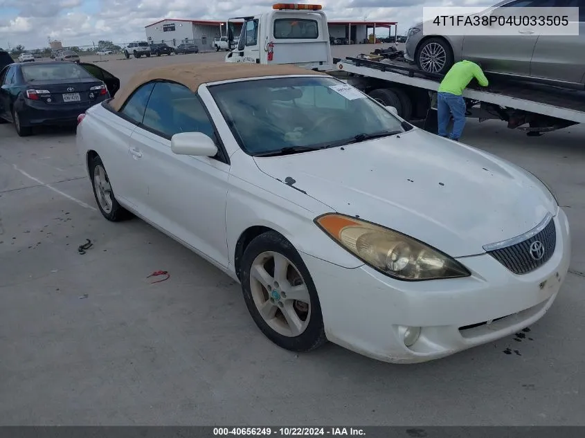 2004 Toyota Camry Solara Sle VIN: 4T1FA38P04U033505 Lot: 40656249