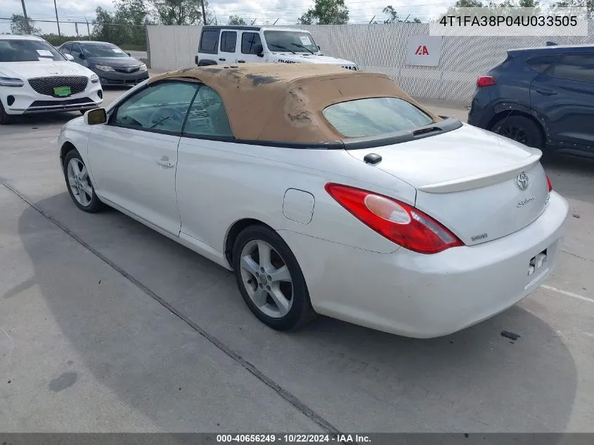 2004 Toyota Camry Solara Sle VIN: 4T1FA38P04U033505 Lot: 40656249