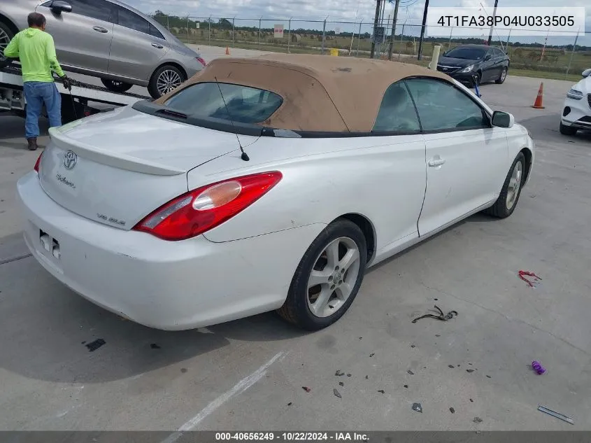 2004 Toyota Camry Solara Sle VIN: 4T1FA38P04U033505 Lot: 40656249