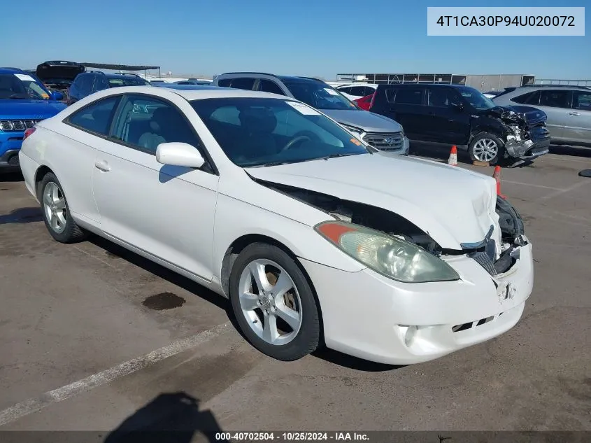 2004 Toyota Camry Solara Sle V6 VIN: 4T1CA30P94U020072 Lot: 40702504