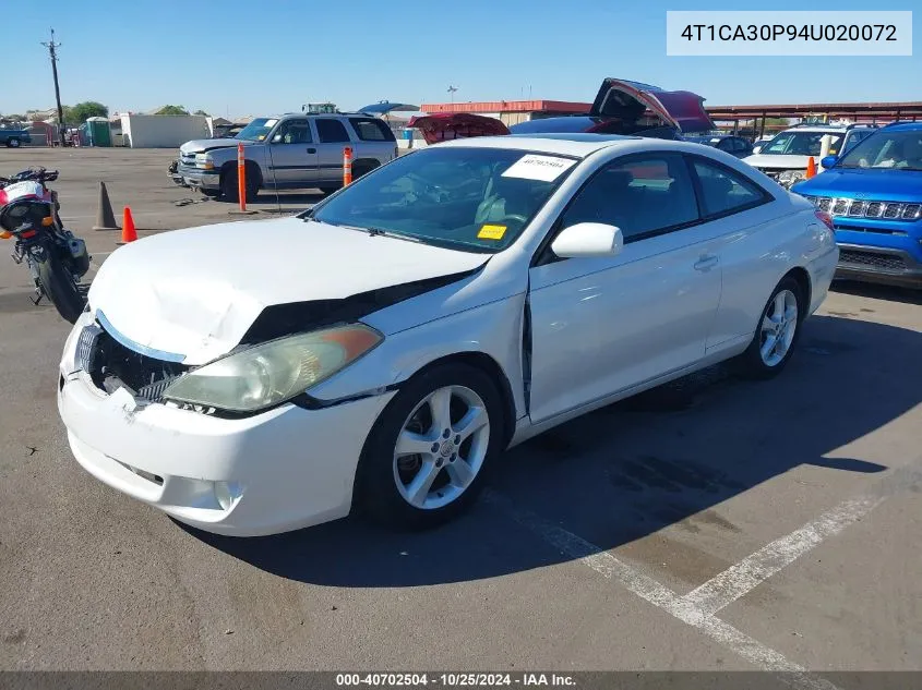 2004 Toyota Camry Solara Sle V6 VIN: 4T1CA30P94U020072 Lot: 40702504