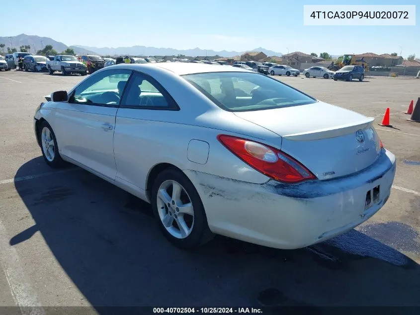 2004 Toyota Camry Solara Sle V6 VIN: 4T1CA30P94U020072 Lot: 40702504