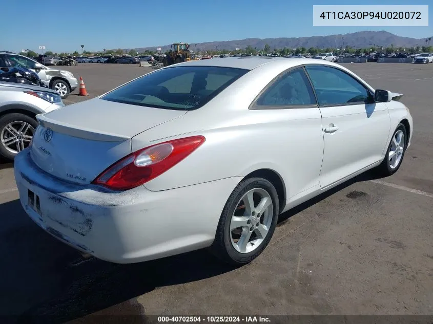 2004 Toyota Camry Solara Sle V6 VIN: 4T1CA30P94U020072 Lot: 40702504