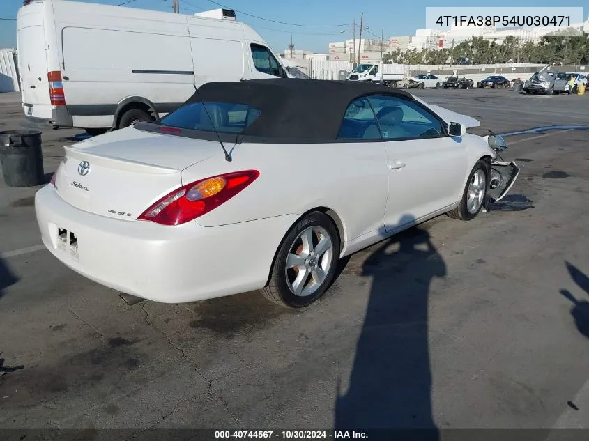 2004 Toyota Camry Solara Sle VIN: 4T1FA38P54U030471 Lot: 40744567