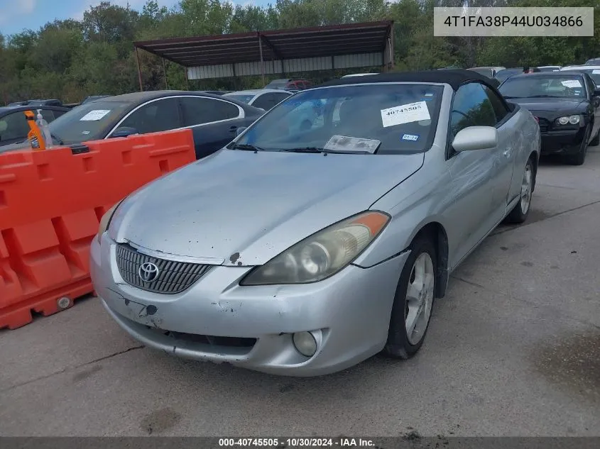 2004 Toyota Camry Solara Sle VIN: 4T1FA38P44U034866 Lot: 40745505