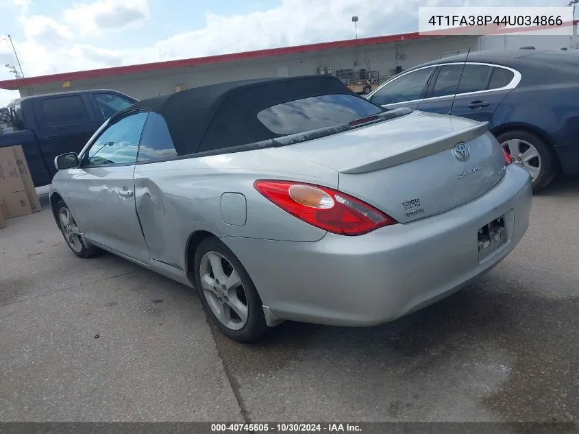 2004 Toyota Camry Solara Sle VIN: 4T1FA38P44U034866 Lot: 40745505