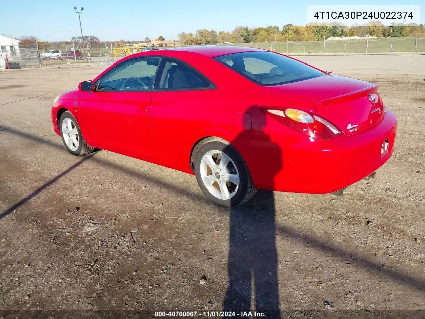 2004 Toyota Camry Solara Sle V6 VIN: 4T1CA30P24U022374 Lot: 40760067