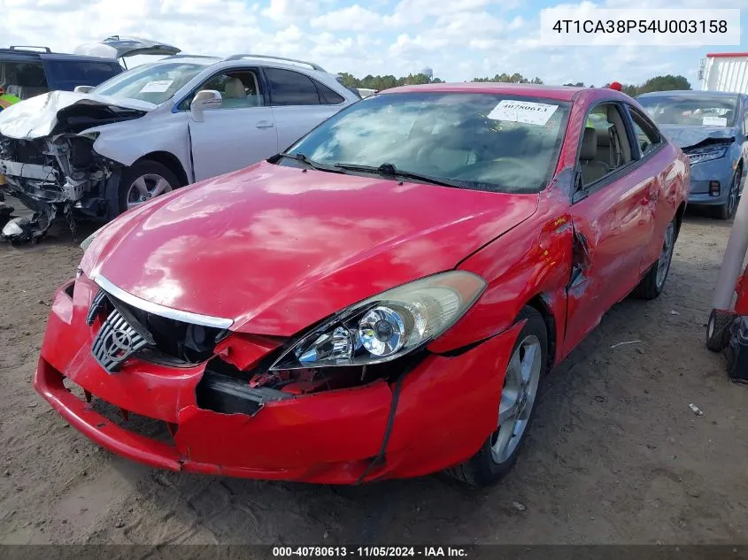 2004 Toyota Camry Solara Sle V6 VIN: 4T1CA38P54U003158 Lot: 40780613