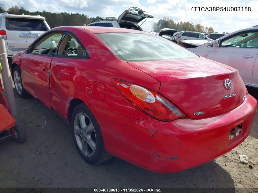 2004 Toyota Camry Solara Sle V6 VIN: 4T1CA38P54U003158 Lot: 40780613