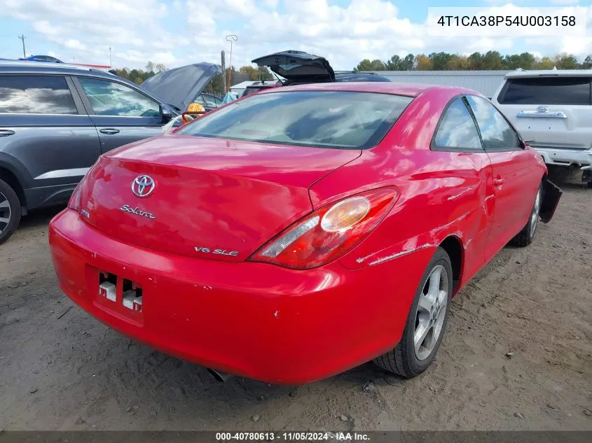 2004 Toyota Camry Solara Sle V6 VIN: 4T1CA38P54U003158 Lot: 40780613