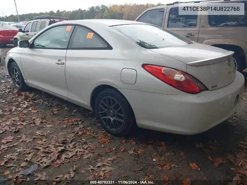 2004 Toyota Camry Solara Se VIN: 4T1CE38P14U822768 Lot: 40793331