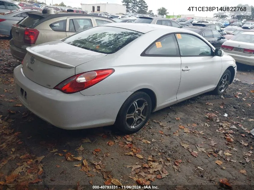 2004 Toyota Camry Solara Se VIN: 4T1CE38P14U822768 Lot: 40793331