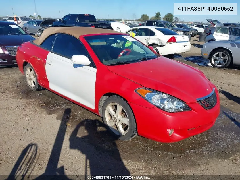 2004 Toyota Camry Solara Sle VIN: 4T1FA38P14U030662 Lot: 40831761