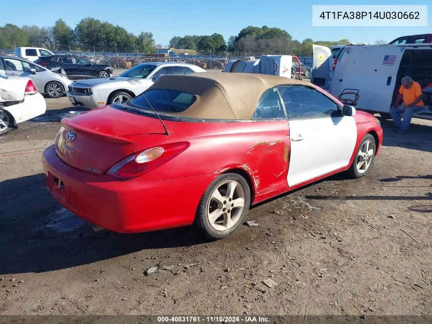 2004 Toyota Camry Solara Sle VIN: 4T1FA38P14U030662 Lot: 40831761