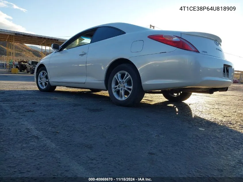 2004 Toyota Camry Solara Se VIN: 4T1CE38P64U818909 Lot: 40868670