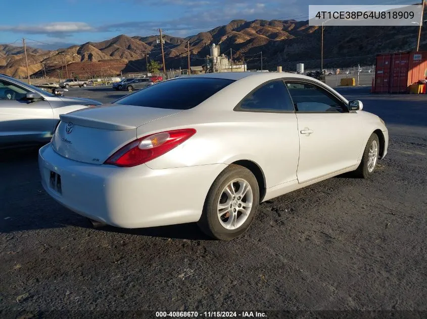 2004 Toyota Camry Solara Se VIN: 4T1CE38P64U818909 Lot: 40868670