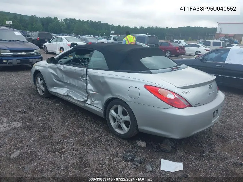 2005 Toyota Camry Solara Sle VIN: 4T1FA38P95U040552 Lot: 39859746