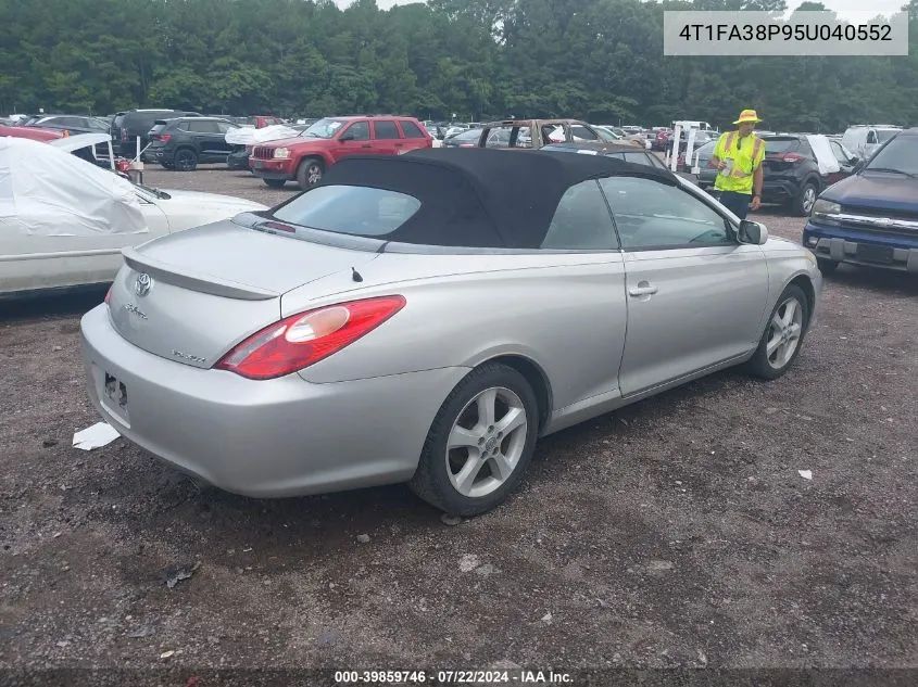 2005 Toyota Camry Solara Sle VIN: 4T1FA38P95U040552 Lot: 39859746