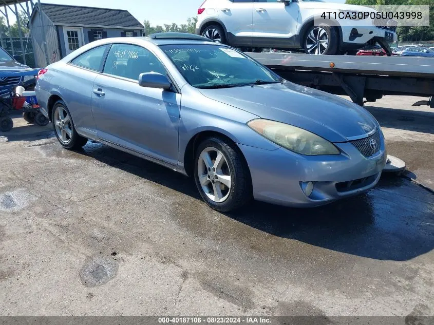 2005 Toyota Camry Solara Sle V6 VIN: 4T1CA30P05U043998 Lot: 40187106