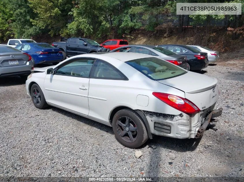 2005 Toyota Camry Solara Se VIN: 4T1CE38P05U985963 Lot: 40232588