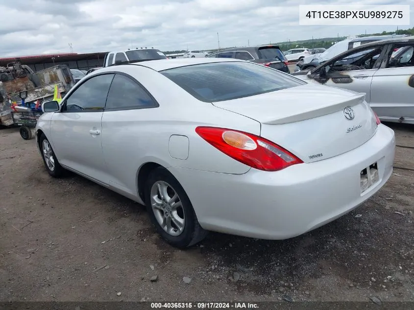 2005 Toyota Camry Solara Se VIN: 4T1CE38PX5U989275 Lot: 40365315