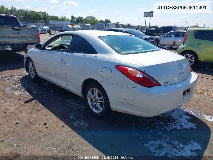 2005 Toyota Camry Solara Se VIN: 4T1CE38P05U510491 Lot: 40376585