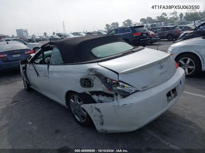 2005 Toyota Camry Solara Sle VIN: 4T1FA38PX5U063550 Lot: 40559850