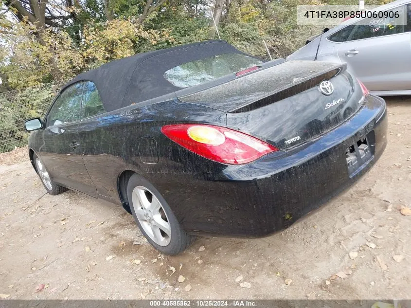 2005 Toyota Camry Solara Sle VIN: 4T1FA38P85U060906 Lot: 40585862