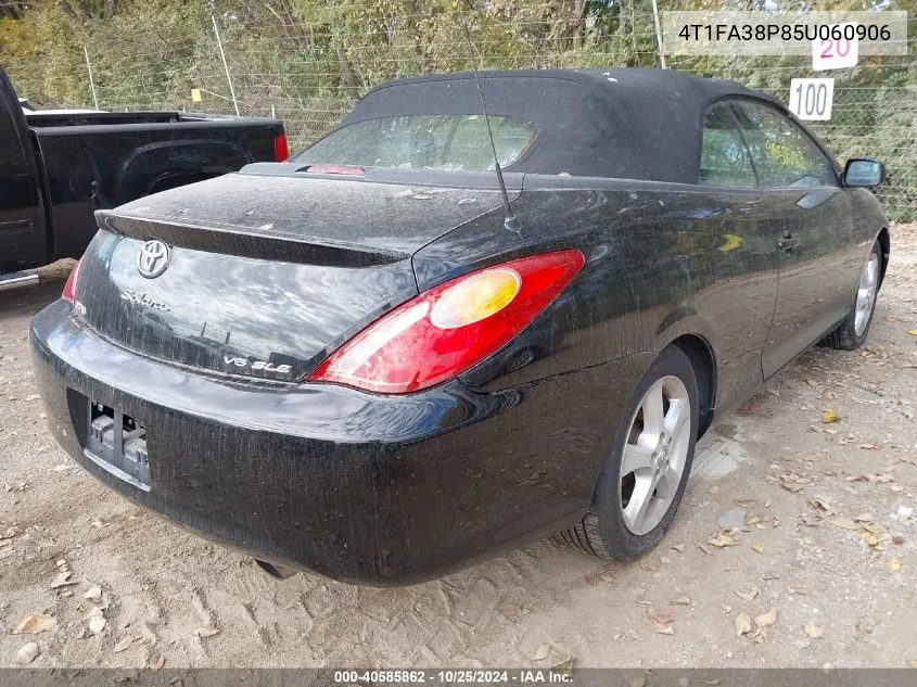 2005 Toyota Camry Solara Sle VIN: 4T1FA38P85U060906 Lot: 40585862