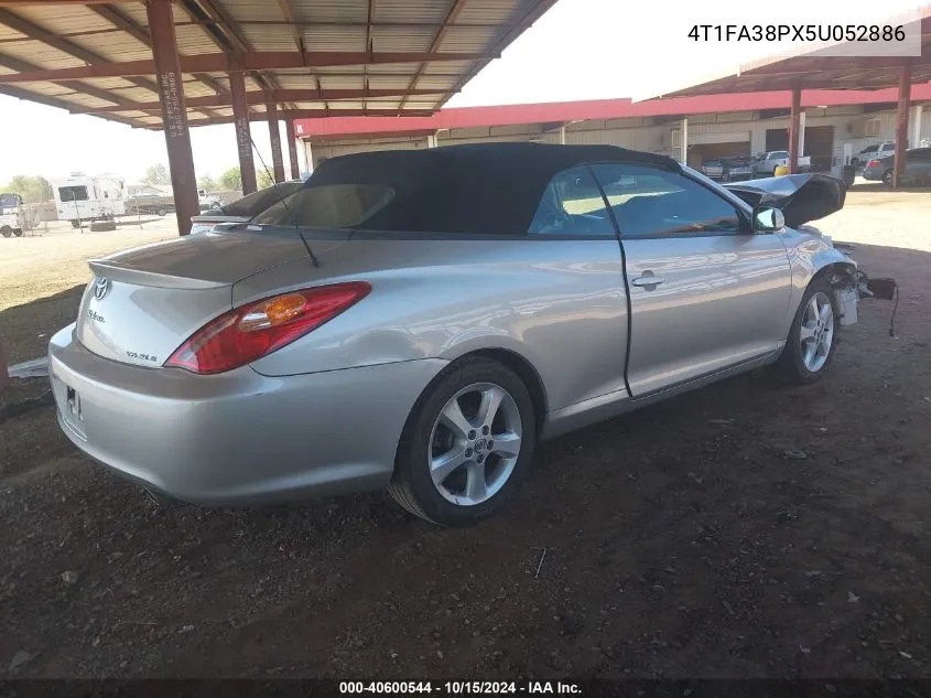 2005 Toyota Camry Solara Sle VIN: 4T1FA38PX5U052886 Lot: 40600544