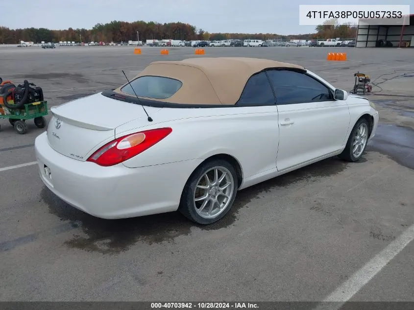 2005 Toyota Camry Solara Sle VIN: 4T1FA38P05U057353 Lot: 40703942