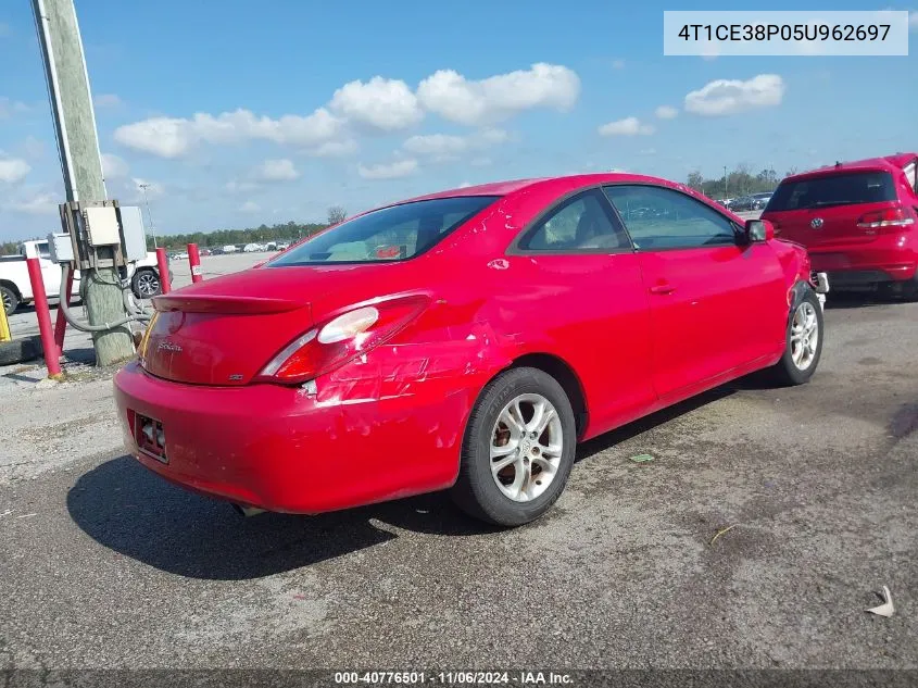 2005 Toyota Camry Solara Se VIN: 4T1CE38P05U962697 Lot: 40776501