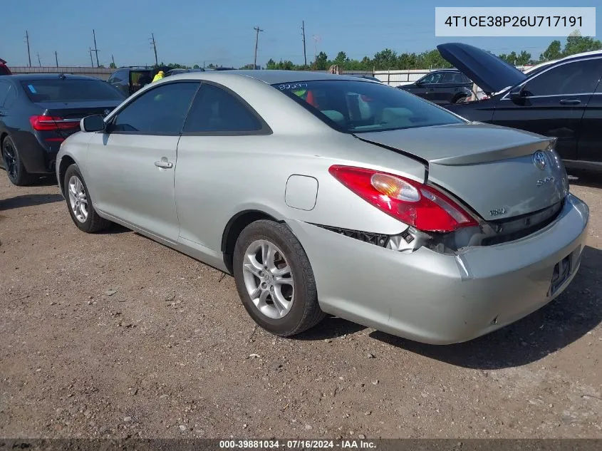 2006 Toyota Camry Solara Se VIN: 4T1CE38P26U717191 Lot: 39881034