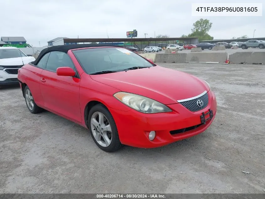 2006 Toyota Camry Solara Sle VIN: 4T1FA38P96U081605 Lot: 40206714