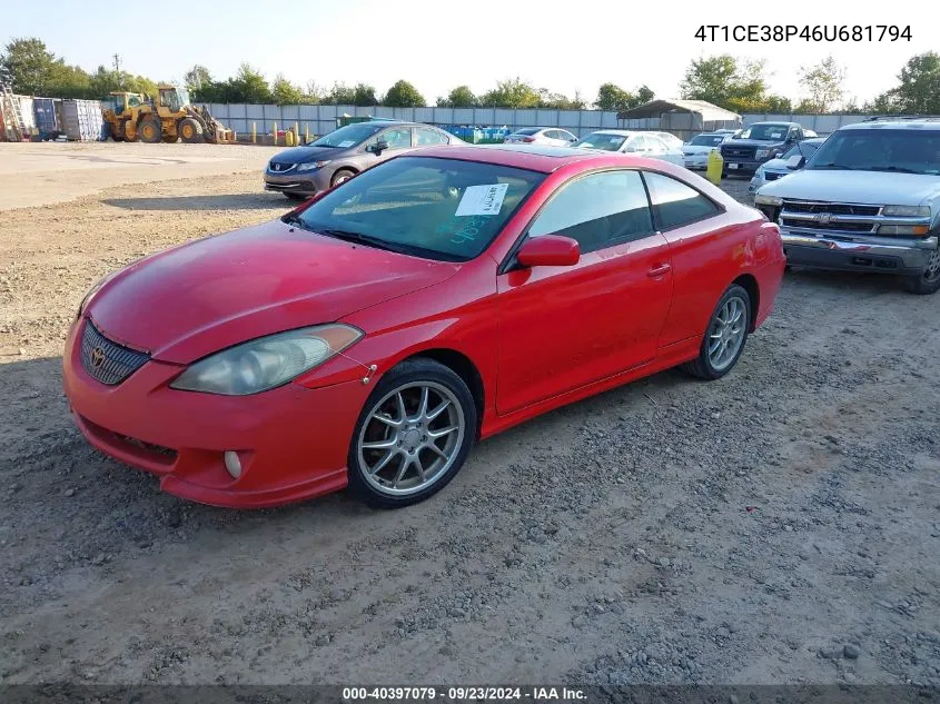 2006 Toyota Camry Solara Se Sport VIN: 4T1CE38P46U681794 Lot: 40397079