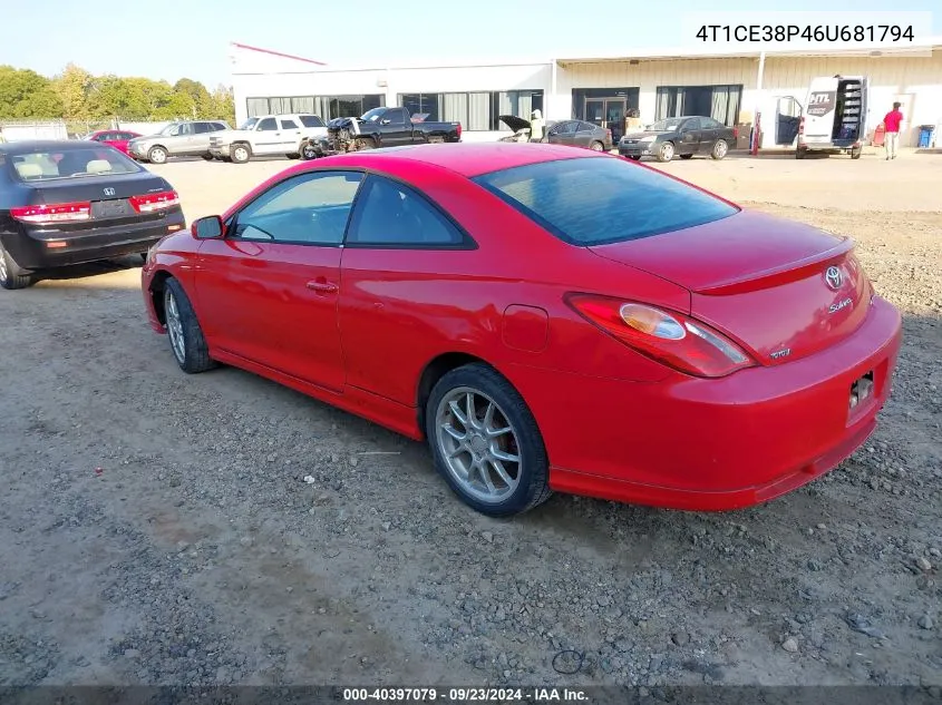 2006 Toyota Camry Solara Se Sport VIN: 4T1CE38P46U681794 Lot: 40397079