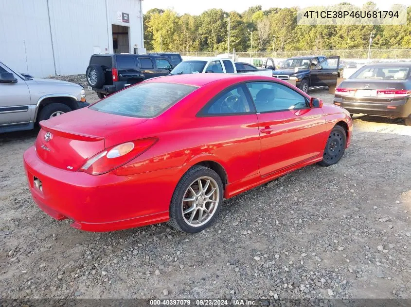 2006 Toyota Camry Solara Se Sport VIN: 4T1CE38P46U681794 Lot: 40397079