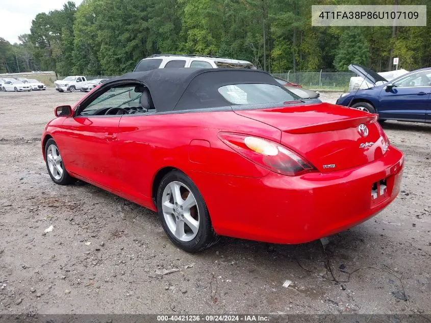 2006 Toyota Camry Solara Sle VIN: 4T1FA38P86U107109 Lot: 40421236