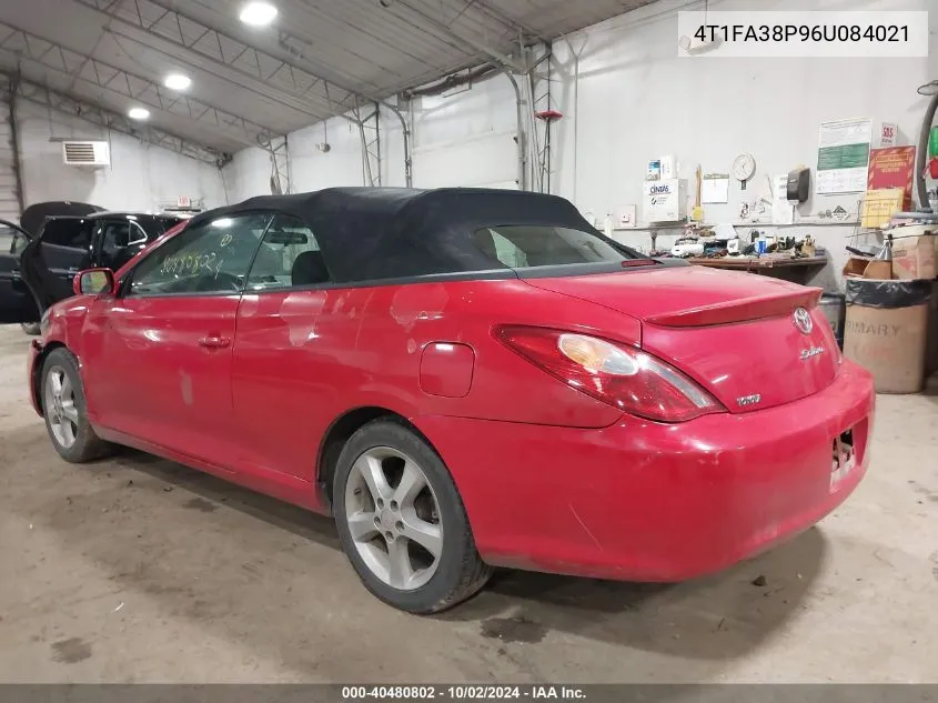 2006 Toyota Camry Solara Se VIN: 4T1FA38P96U084021 Lot: 40480802