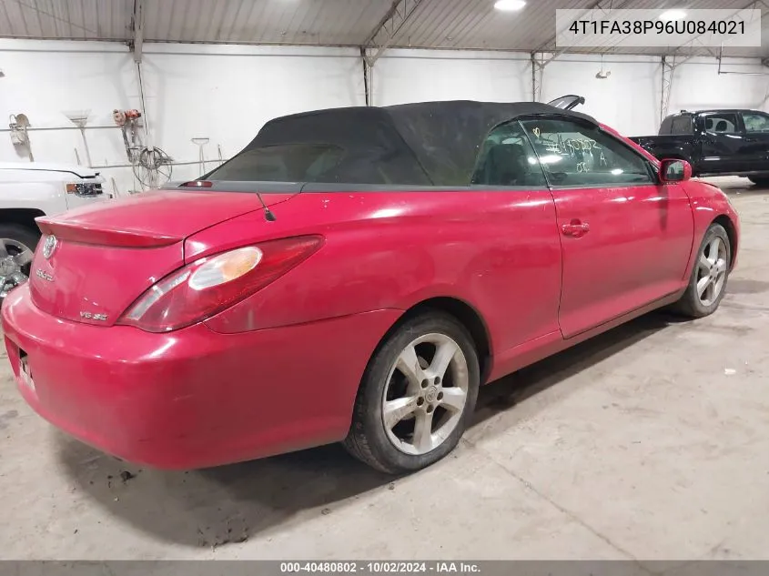 2006 Toyota Camry Solara Se VIN: 4T1FA38P96U084021 Lot: 40480802