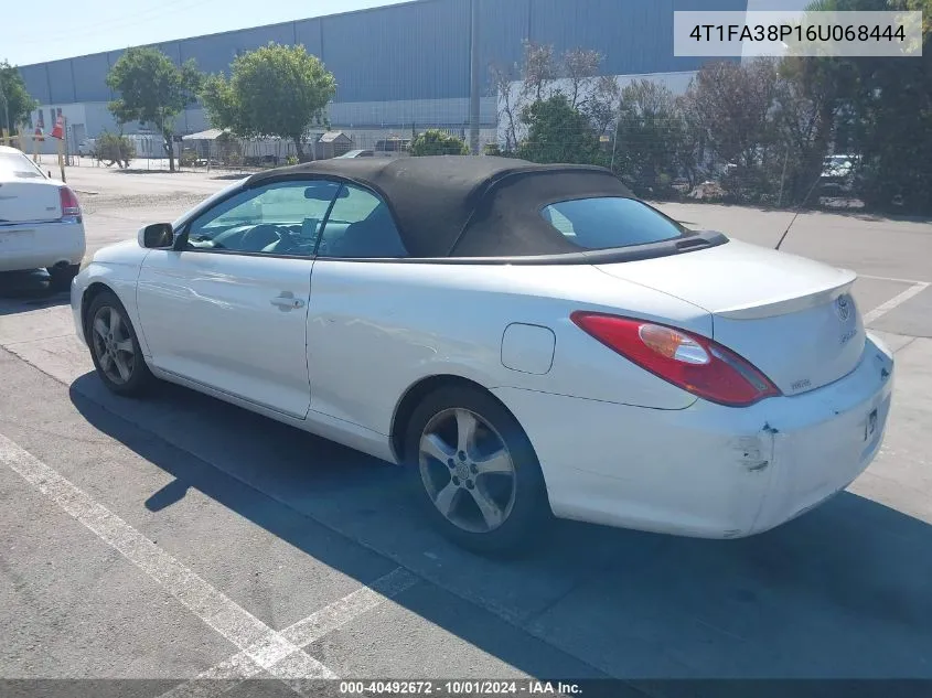 2006 Toyota Camry Solara Sle VIN: 4T1FA38P16U068444 Lot: 40492672